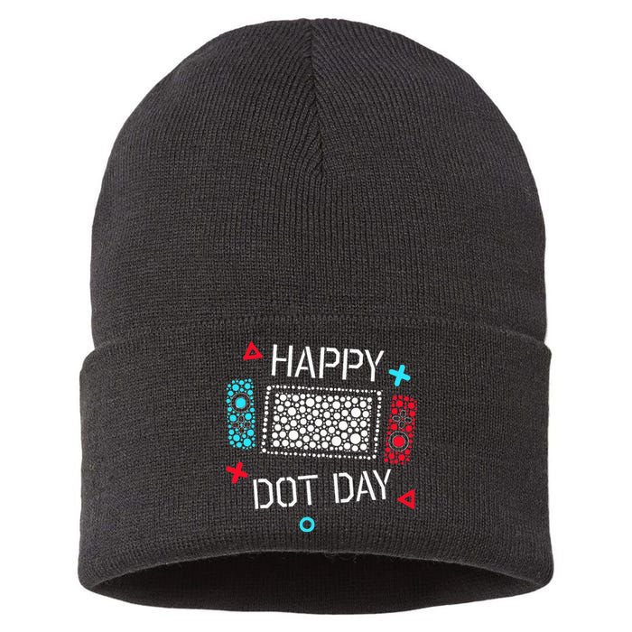 Happy Dot Day Gamers Game Controller Sustainable Knit Beanie