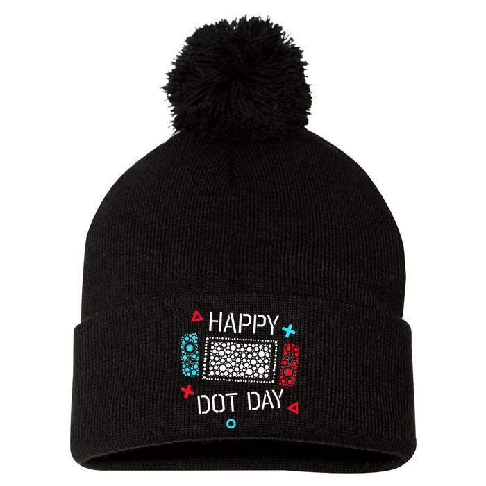 Happy Dot Day Gamers Game Controller Pom Pom 12in Knit Beanie