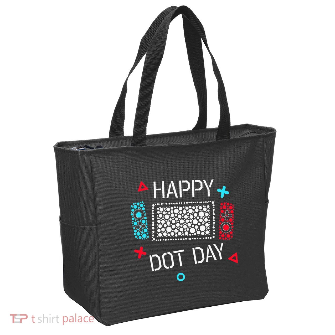 Happy Dot Day Gamers Game Controller Zip Tote Bag