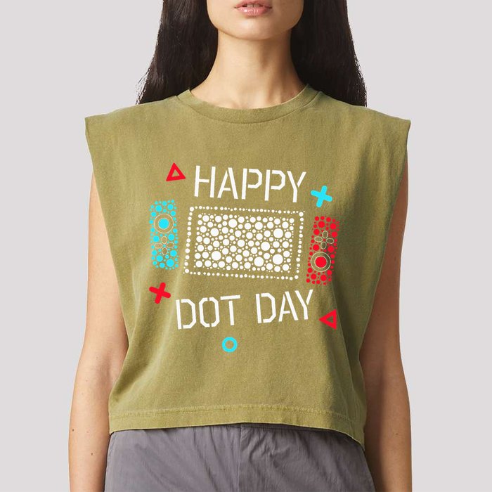 Happy Dot Day Gamers Game Controller Garment-Dyed Women's Muscle Tee