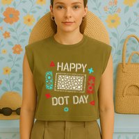 Happy Dot Day Gamers Game Controller Garment-Dyed Women's Muscle Tee