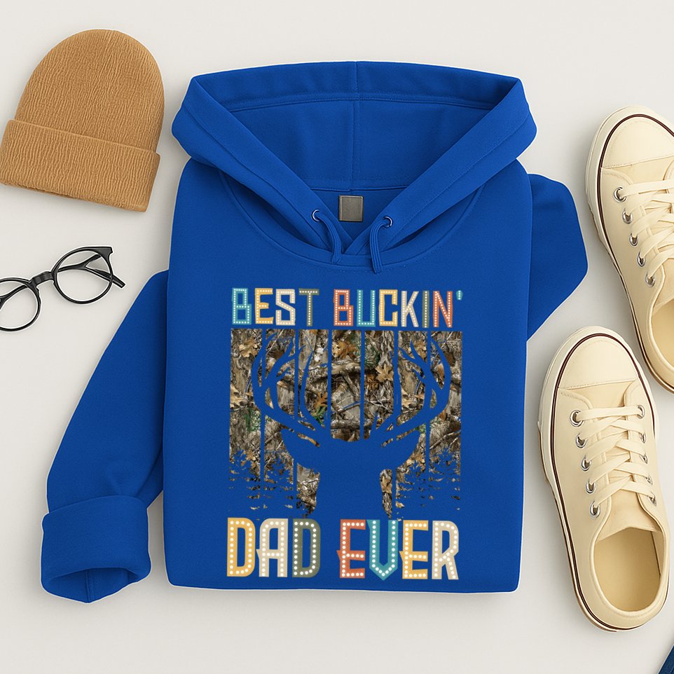 Hunter Dad Dad Deer Hunting Hunting Best Buckin Dad Ever Cool Gift Hoodie