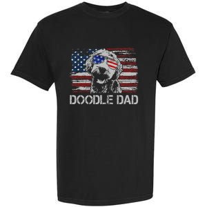 hug day Doodle Dad Goldendoodle Dog American Flag Garment-Dyed Heavyweight T-Shirt