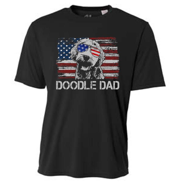 hug day Doodle Dad Goldendoodle Dog American Flag Cooling Performance Crew T-Shirt