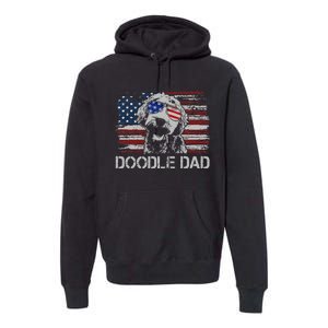 hug day Doodle Dad Goldendoodle Dog American Flag Premium Hoodie