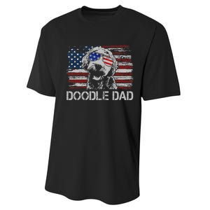 hug day Doodle Dad Goldendoodle Dog American Flag Performance Sprint T-Shirt