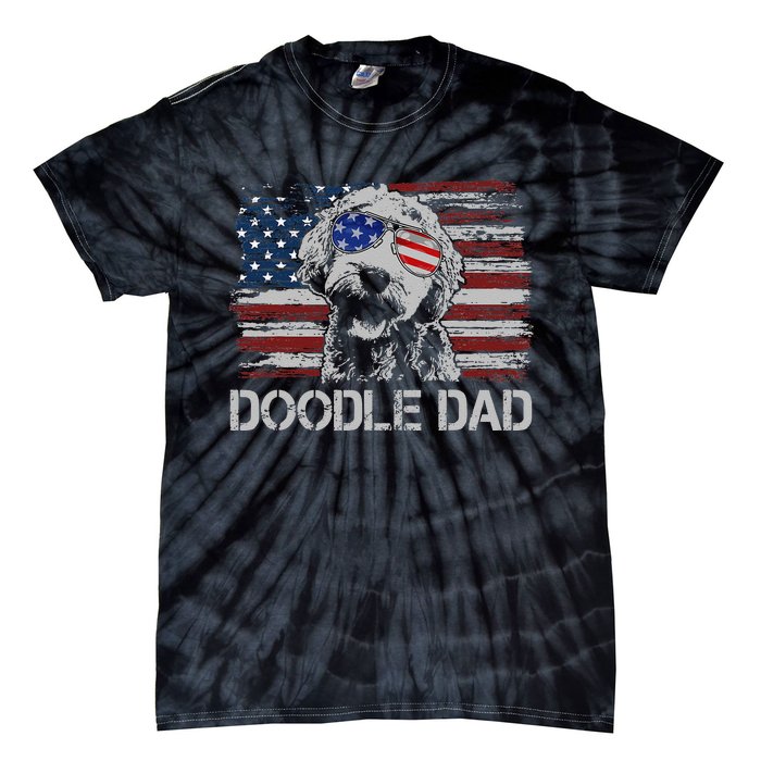 hug day Doodle Dad Goldendoodle Dog American Flag Tie-Dye T-Shirt