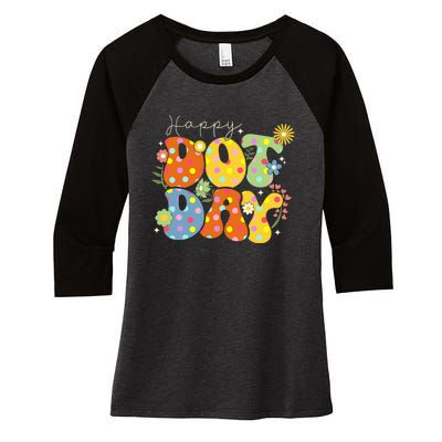 Happy Dot Day Colorful Cute Polka Women's Tri-Blend 3/4-Sleeve Raglan Shirt