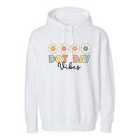 Happy Dot Day Hippie Flowers Dot Day Vibes Kids Girls Garment-Dyed Fleece Hoodie