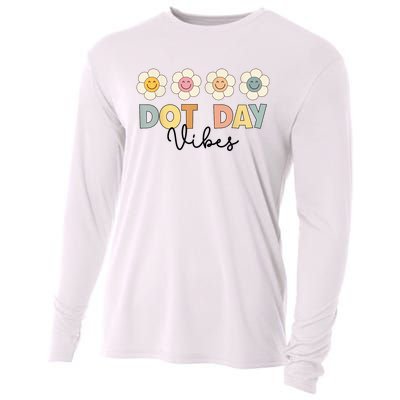 Happy Dot Day Hippie Flowers Dot Day Vibes Kids Girls Cooling Performance Long Sleeve Crew