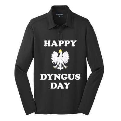 Happy Dyngus Day Polska Polish White Eagle Silk Touch Performance Long Sleeve Polo