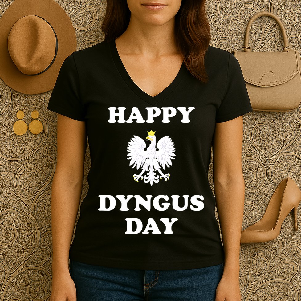 Happy Dyngus Day Polska Polish White Eagle Women's V-Neck T-Shirt