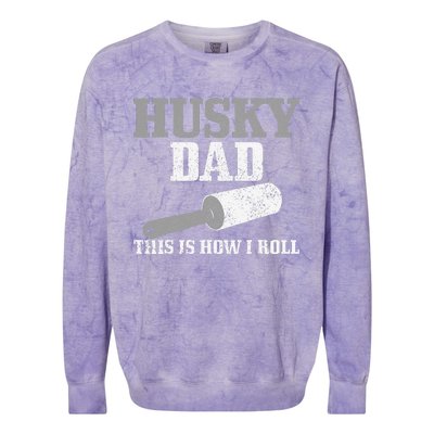 Husky Dad Dog Hair Funny Siberian Husky Colorblast Crewneck Sweatshirt