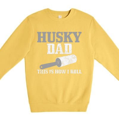 Husky Dad Dog Hair Funny Siberian Husky Premium Crewneck Sweatshirt