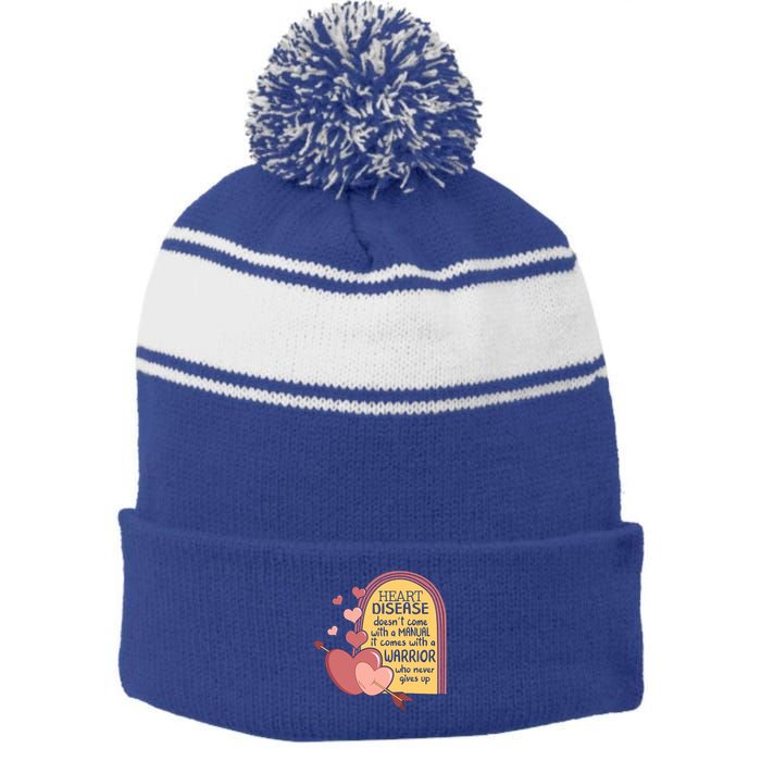 Heart Disease Doesn't Come With A Ual Chd Awareness Month Gift Stripe Pom Pom Beanie
