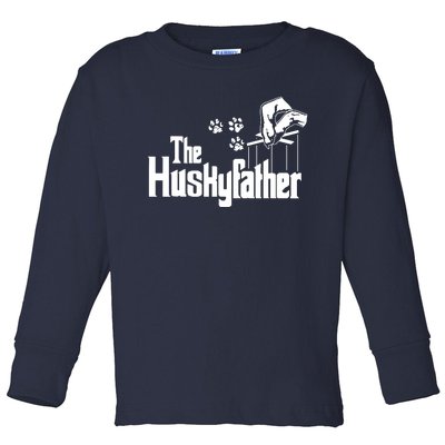 Huskyfather Dog Dad Puppy Paw Print Fun Animal FathersDay Toddler Long Sleeve Shirt