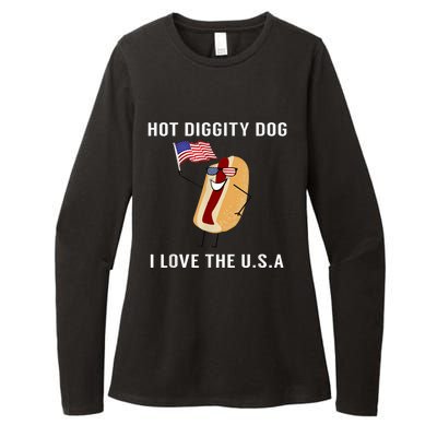 Hot Diggity Dog I Love Usa Gift Funny Fourth Of July Gift Womens CVC Long Sleeve Shirt