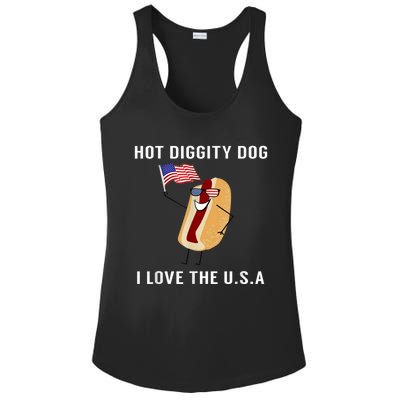 Hot Diggity Dog I Love Usa Gift Funny Fourth Of July Gift Ladies PosiCharge Competitor Racerback Tank