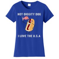 Hot Diggity Dog I Love Usa Gift Funny Fourth Of July Gift Women's T-Shirt