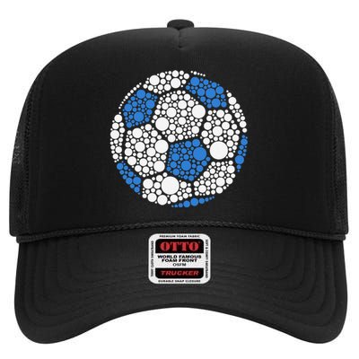 Happy Dot Day 2024 Polka Dot Soccer Ball Lover Gift High Crown Mesh Back Trucker Hat