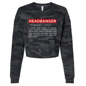 Headbanger Dictionary Definition Edm Dubstep Rave Party Gift Cropped Pullover Crew