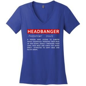 Headbanger Dictionary Definition Edm Dubstep Rave Party Gift Women's V-Neck T-Shirt