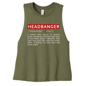 Headbanger Dictionary Definition Edm Dubstep Rave Party Gift Women's Racerback Cropped Tank