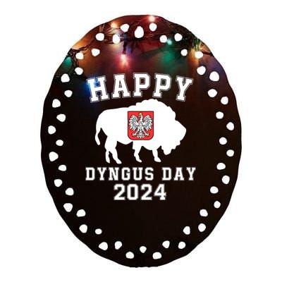 Happy Dyngus Day 2024 Dyngus Day Polish American Polska White Eagle Polish Eagle Ceramic Oval Ornament