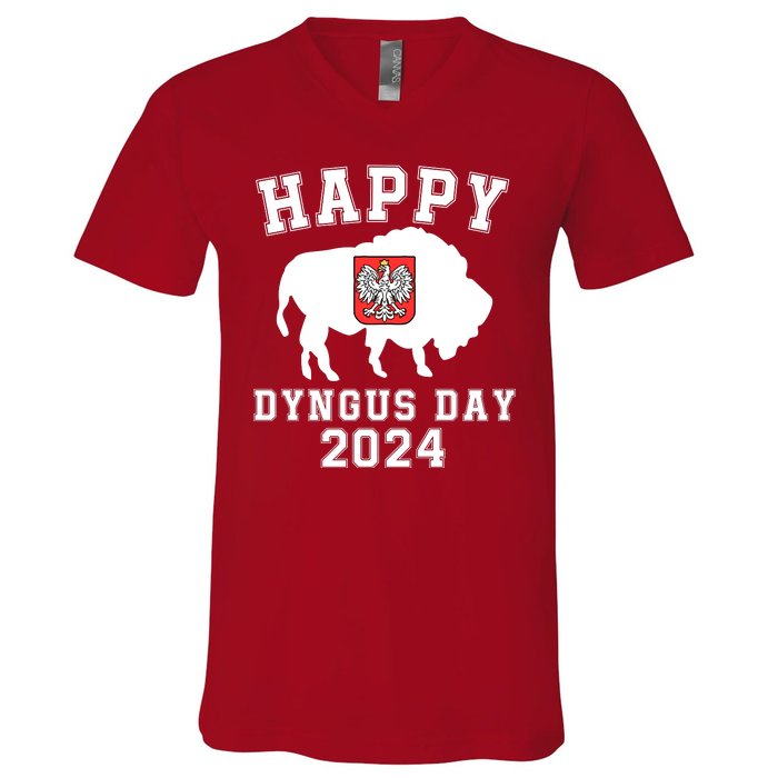 Happy Dyngus Day 2024 Dyngus Day Polish American Polska White Eagle Polish Eagle V-Neck T-Shirt