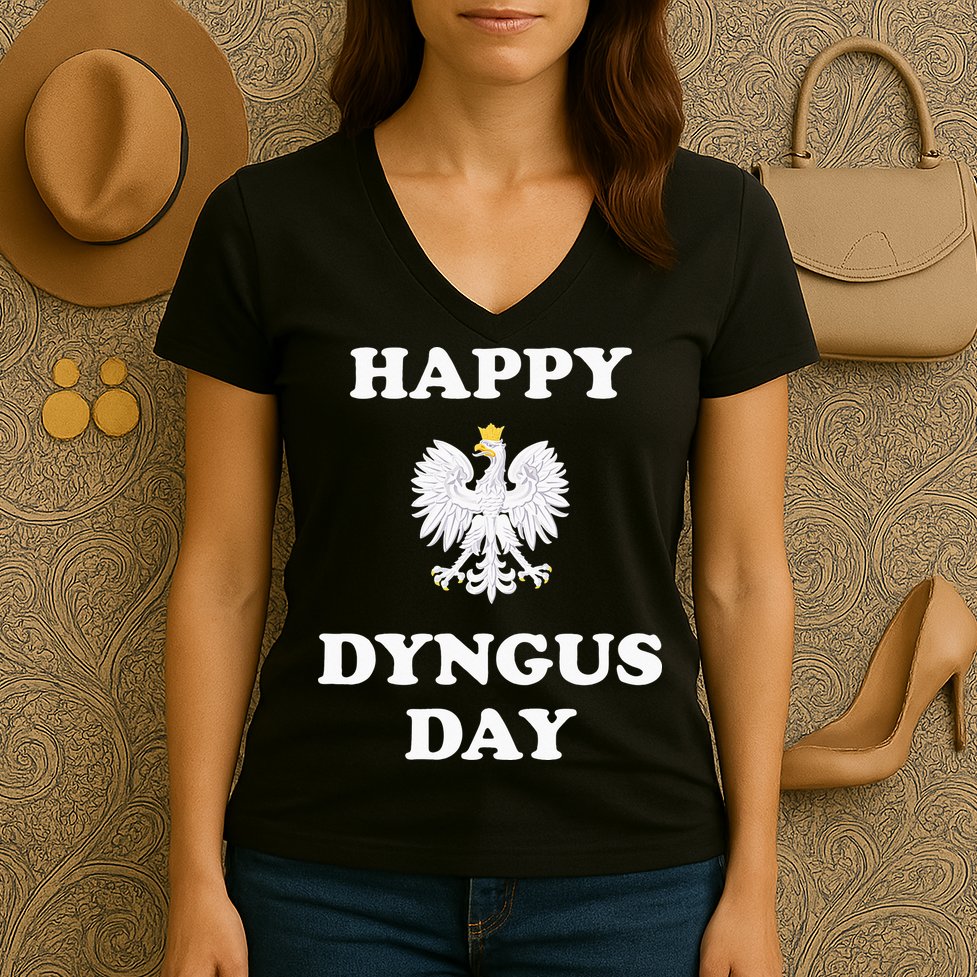 Happy Dyngus Day Polska Polish White Eagle Women's V-Neck T-Shirt