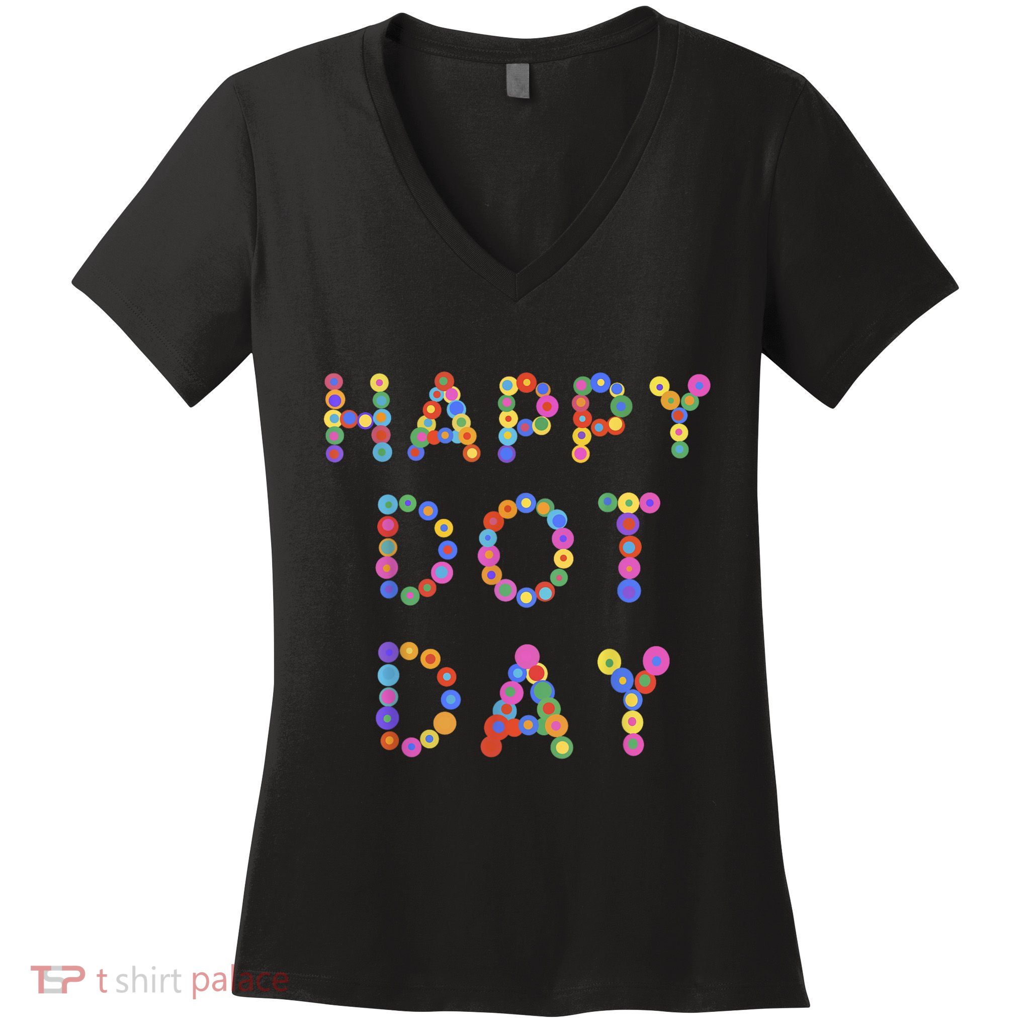 Happy Dot Day Colorful Polka Dots Women's V-Neck T-Shirt