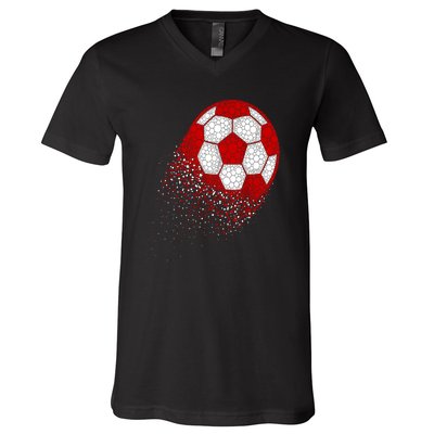 Happy Dot Day Ball With Polka Dots Funny Soccer Gift V-Neck T-Shirt