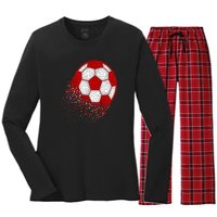 Happy Dot Day Ball With Polka Dots Funny Soccer Gift Women's Long Sleeve Flannel Pajama Set 