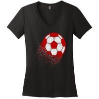 Happy Dot Day Ball With Polka Dots Funny Soccer Gift Women's V-Neck T-Shirt