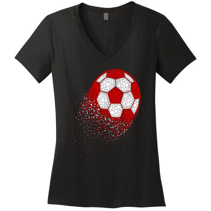 Happy Dot Day Ball With Polka Dots Funny Soccer Gift Women's V-Neck T-Shirt