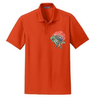 Halloween Dabbing Dinosaur Skeleton Pumpkin Vampire Gift Dry Zone Grid Polo