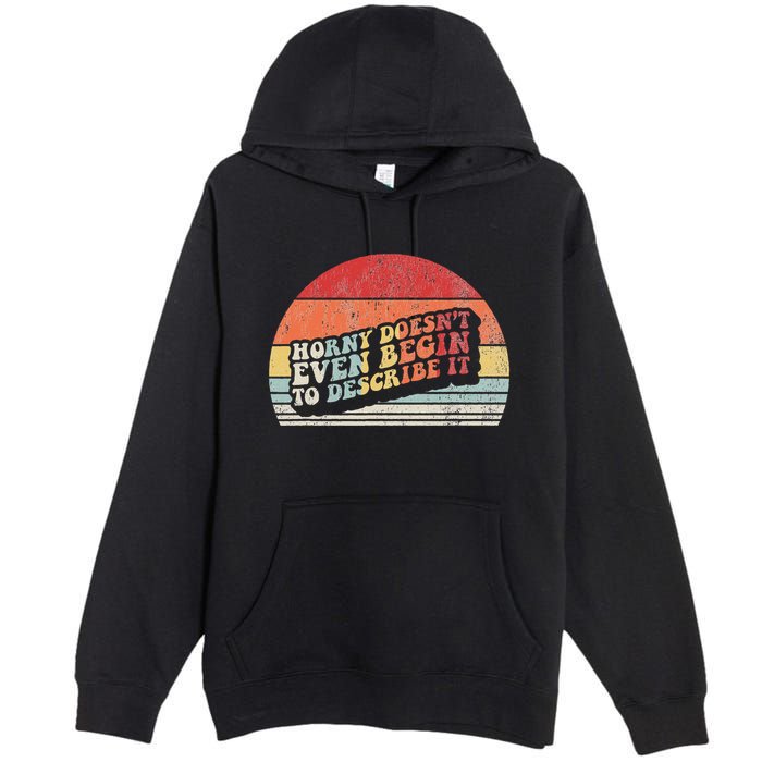 Horny DoesnT Even Begin To Describe It Funny Premium Pullover Hoodie