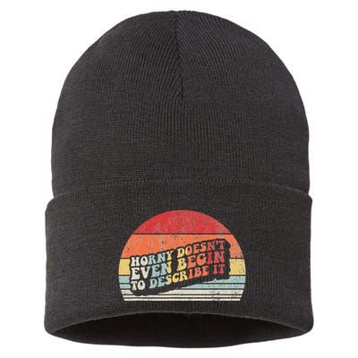 Horny DoesnT Even Begin To Describe It Funny Sustainable Knit Beanie