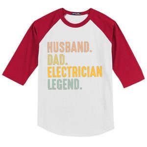 Husband Dad Electrician Legend Kids Colorblock Raglan Jersey