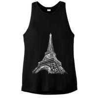 Hand Drawn Eiffel Tower Ladies PosiCharge Tri-Blend Wicking Tank
