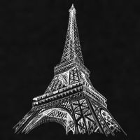 Hand Drawn Eiffel Tower Ladies PosiCharge Tri-Blend Wicking Tank
