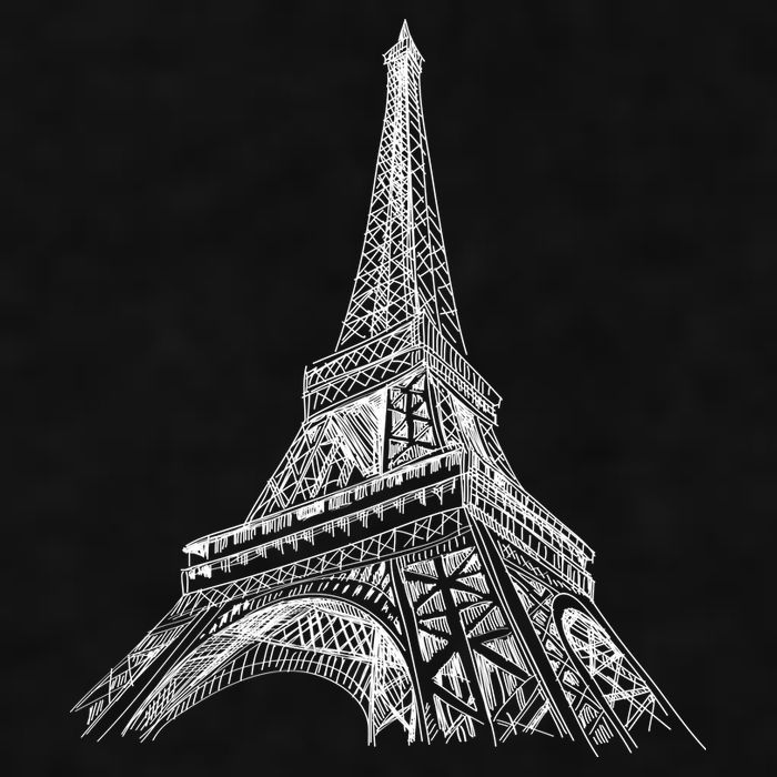 Hand Drawn Eiffel Tower Ladies PosiCharge Tri-Blend Wicking Tank