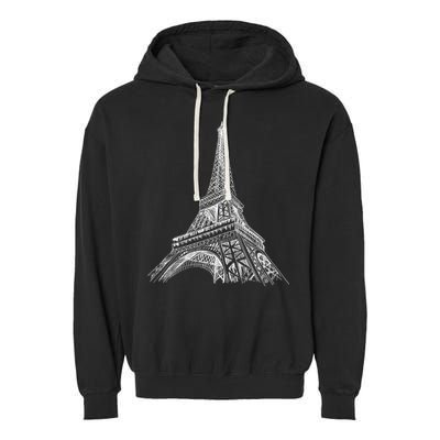 Hand Drawn Eiffel Tower Garment-Dyed Fleece Hoodie