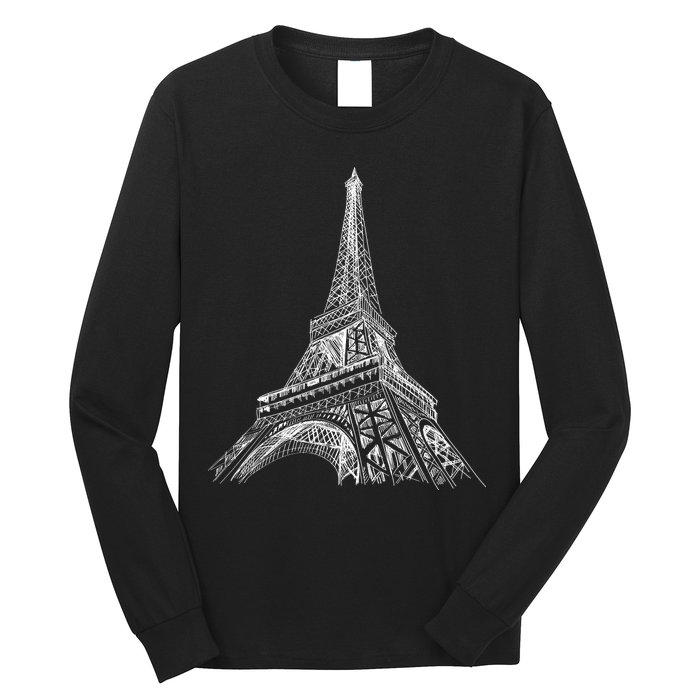 Hand Drawn Eiffel Tower Long Sleeve Shirt