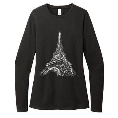 Hand Drawn Eiffel Tower Womens CVC Long Sleeve Shirt