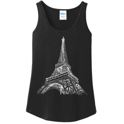 Hand Drawn Eiffel Tower Ladies Essential Tank