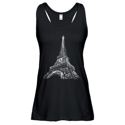 Hand Drawn Eiffel Tower Ladies Essential Flowy Tank