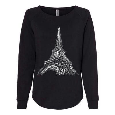 Hand Drawn Eiffel Tower Womens California Wash Sweatshirt