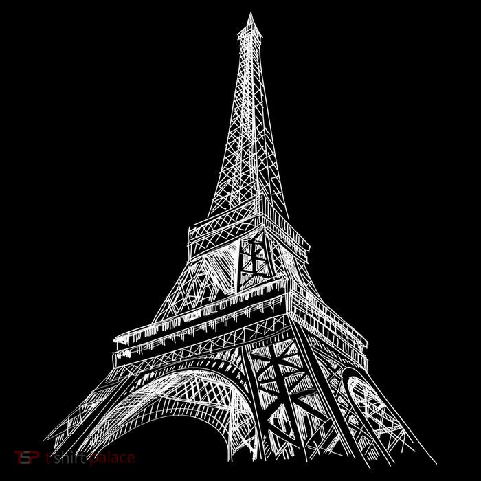 Hand Drawn Eiffel Tower Pom Pom 12in Knit Beanie