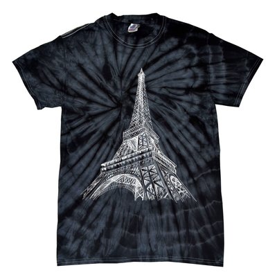 Hand Drawn Eiffel Tower Tie-Dye T-Shirt